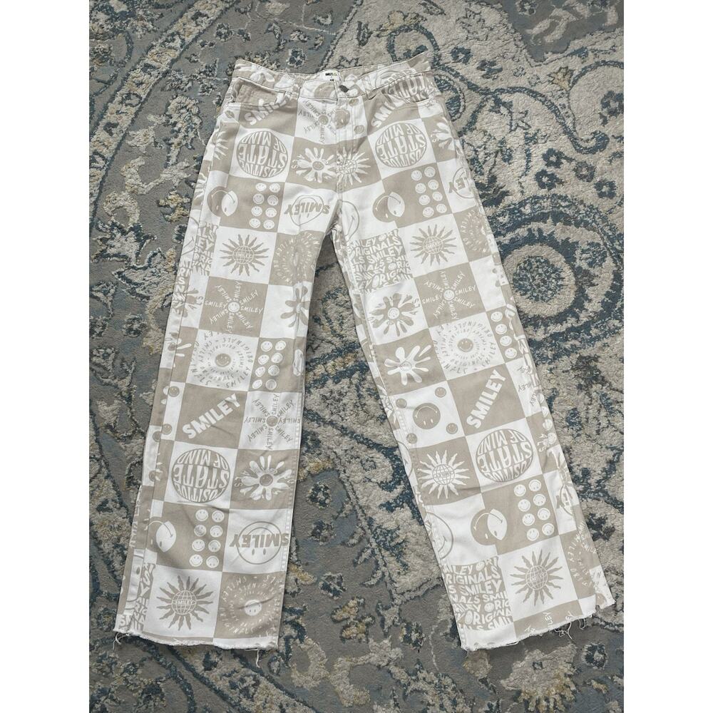 Smiley Originals X H&M Loose Fit High Waist Denim Beige Women's Jean Size 4